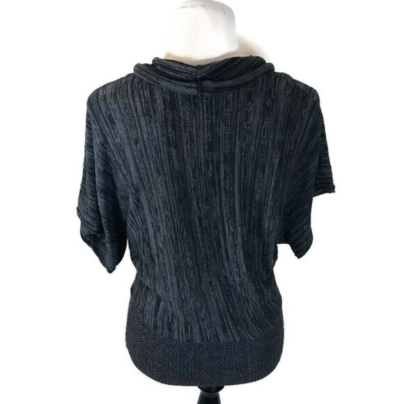 Cowl Neck Open Short Sleeve Knit Shirt Small - Picture 4 of 8